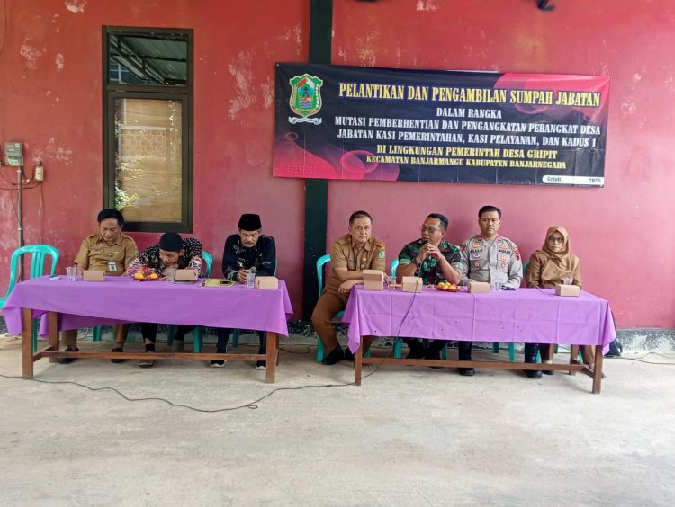 Danramil 13/Banjarmangu Hadiri Pelantikan dan Pengambilan Sumpah Jabatan Pemerintahan Desa Gripit